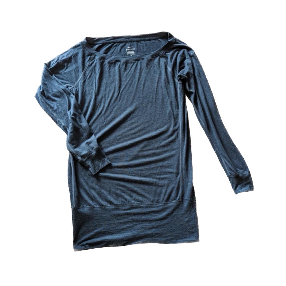 Nike dri fit long sleeve top blue size small